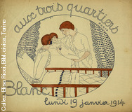 Aux trois quartiers - Paris. datati. Lundi 19 janvier 1914 - Blanc